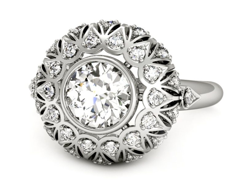 Złoty pierścionek z brylantami białe złoto - p16189b — zdjęcie 2