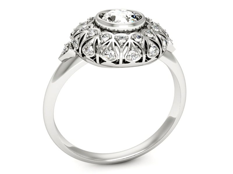 Złoty pierścionek z brylantami białe złoto - p16189b — zdjęcie 3