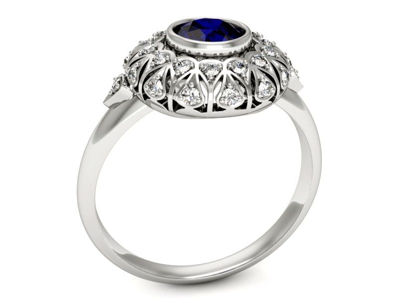 Złoty pierścionek ze spinelem i brylantami - p16189bsp — zdjęcie 3