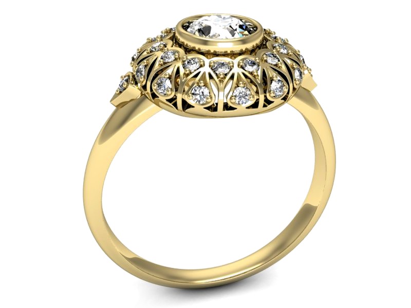 Złoty pierścionek z brylantami żółte złoto - p16189z_Vs — zdjęcie 3