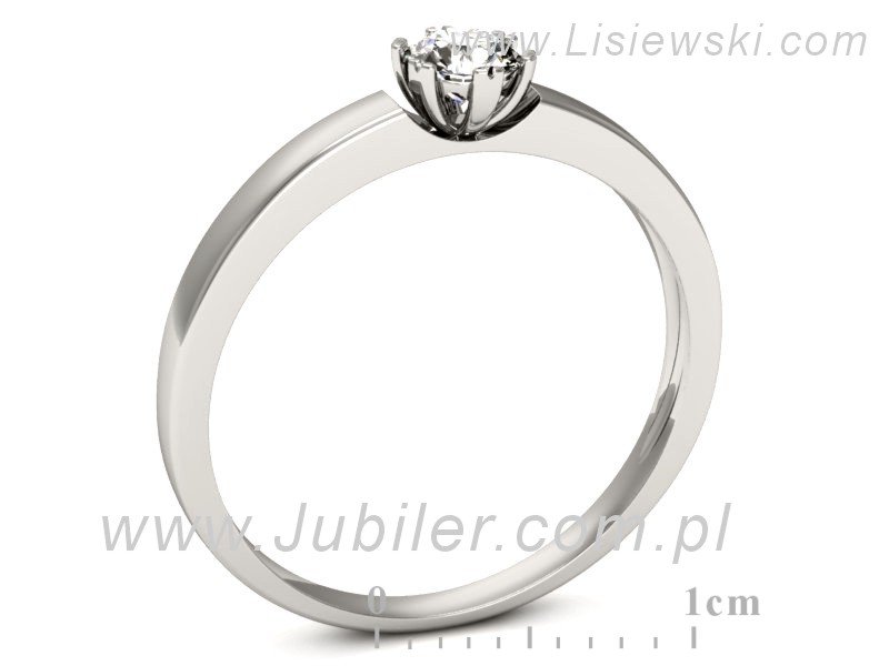 Złoty pierścionek z brylantem białe złoto - p16190b — zdjęcie 3