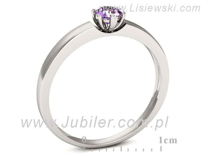 Złoty pierścionek z ametystem białe złoto - p16190bat — zdjęcie 3