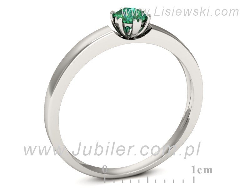 Złoty pierścionek ze szmaragdem białe złoto - p16190bsm — zdjęcie 3