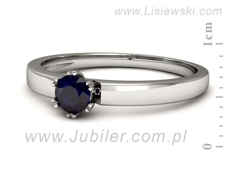 Złoty pierścionek z szafirem białe złoto - p16190bsz — zdjęcie 2