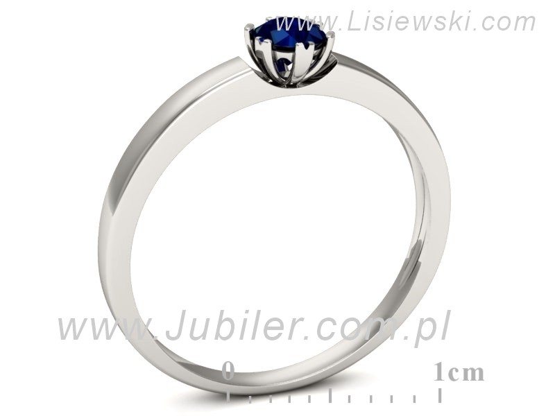Złoty pierścionek z szafirem białe złoto - p16190bsz — zdjęcie 3