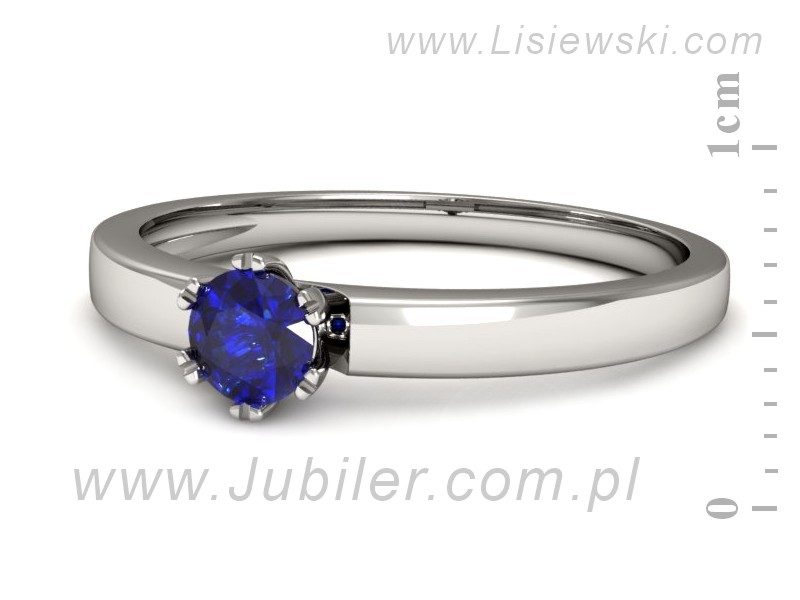 Złoty pierścionek z szafirem białe złoto - p16190bszc — zdjęcie 2