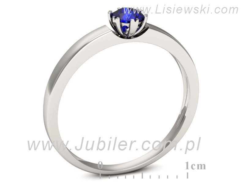 Złoty pierścionek z szafirem białe złoto - p16190bszc — zdjęcie 3
