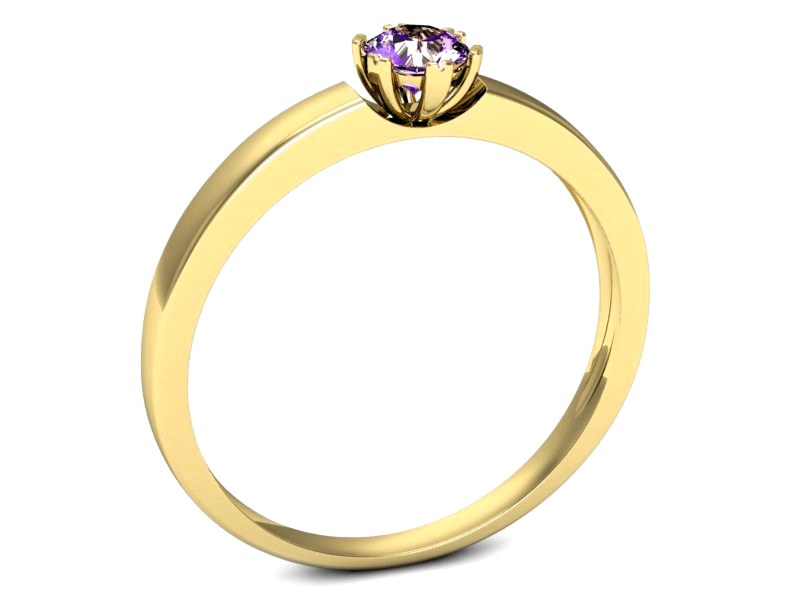 Złoty pierścionek z ametystem żółte złoto - p16190zat — zdjęcie 3