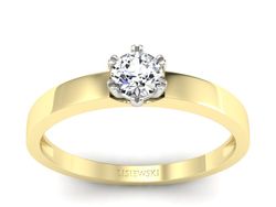 Pierścionek z diamentem żółte i białe złoto - p16190zb