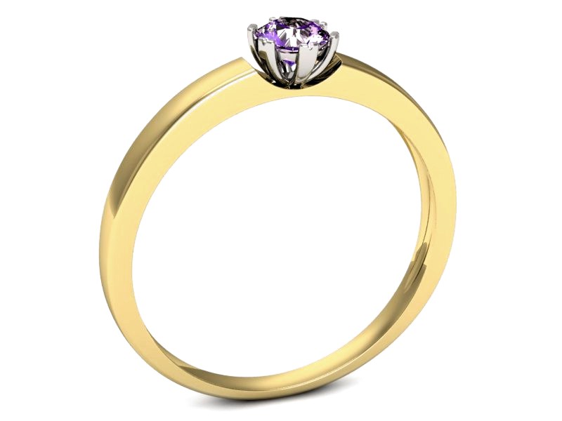Pierścionek z ametystem żółte i białe złoto - p16190zbat — zdjęcie 3