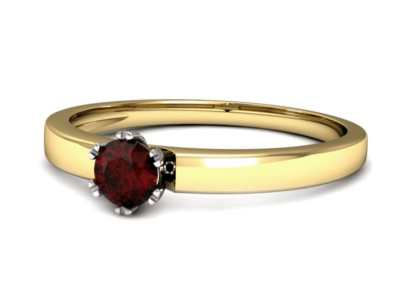 Pierścionek z granatem żółte białe złoto - p16190zbgr — zdjęcie 2