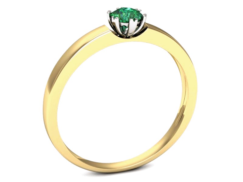 Pierścionek ze szmaragdem żółte białe złoto - p16190zbsm — zdjęcie 3