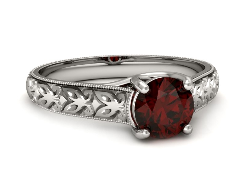 Złoty pierścionek z granatem białe złoto - p16191bgr — zdjęcie 2