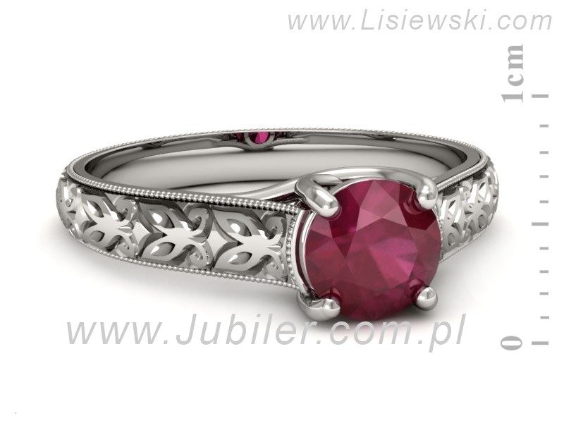 Złoty pierścionek z rubinem białe złoto - p16191br — zdjęcie 2