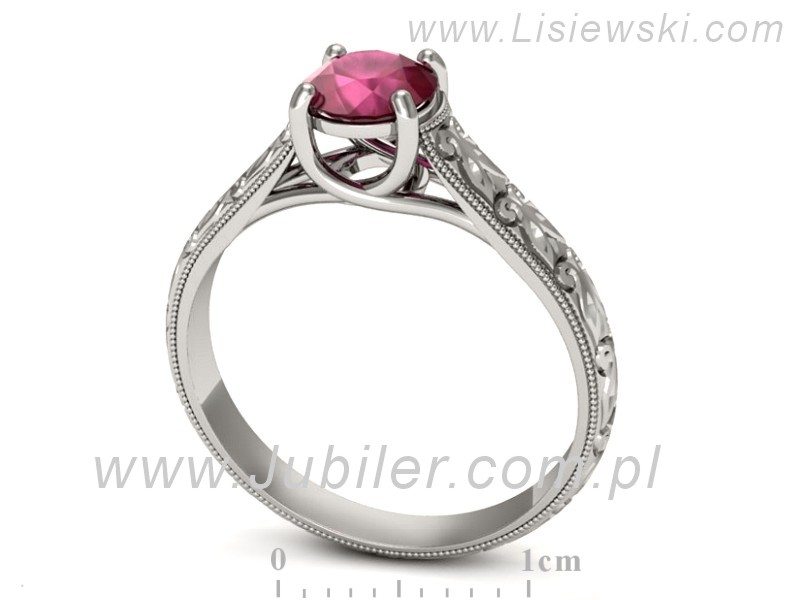Złoty pierścionek z rubinem białe złoto - p16191br — zdjęcie 3