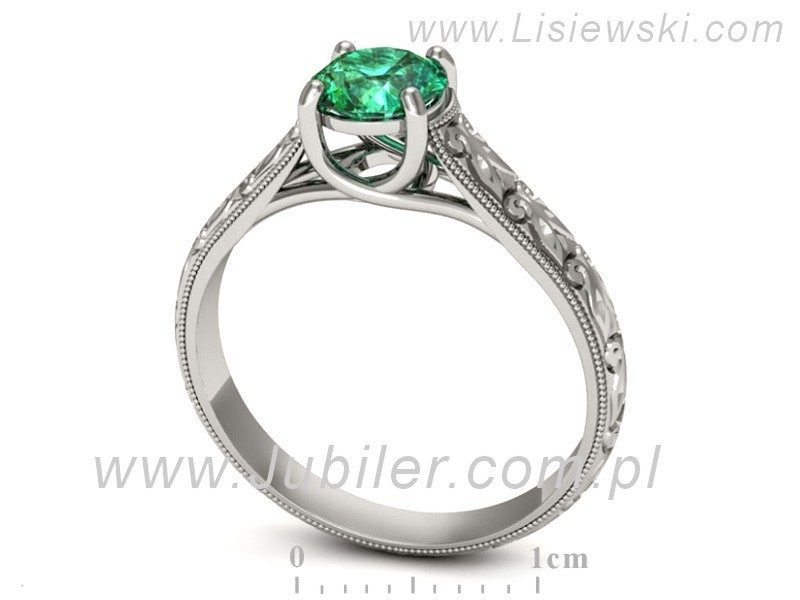 Złoty pierścionek ze szmaragdem białe złoto - p16191bsm — zdjęcie 3