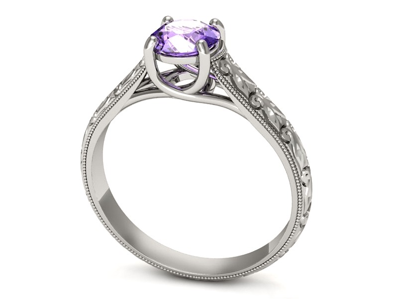 Złoty pierścionek z tanzanitem białe złoto - p16191bt — zdjęcie 3