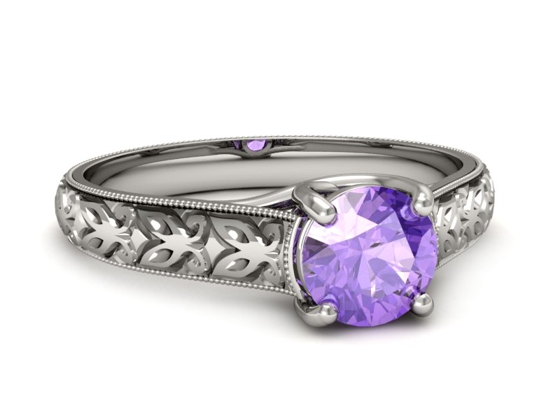 Złoty pierścionek z tanzanitem białe złoto - p16191bt — zdjęcie 2