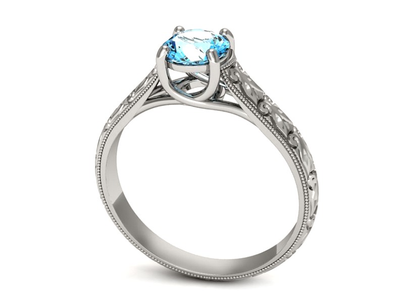 Złoty pierścionek z topazem białe złoto - p16191btp — zdjęcie 3