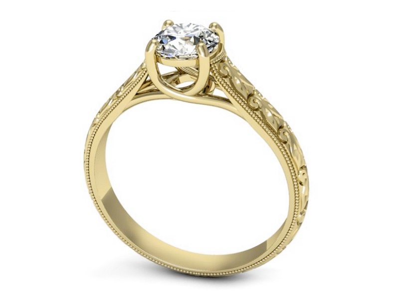 Złoty pierścionek z brylantem żółte złoto - p16191z — zdjęcie 3