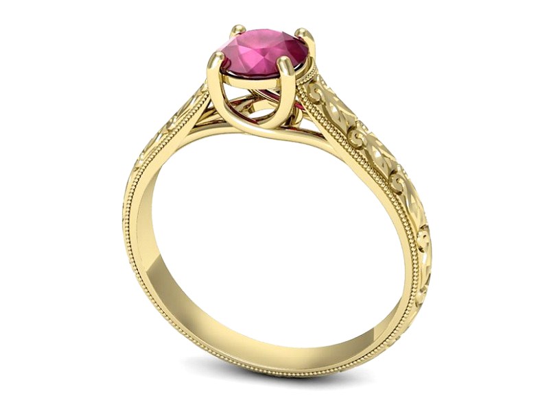 Złoty pierścionek z rubinem żółte złoto - p16191zr — zdjęcie 3