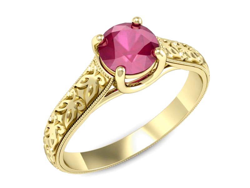 Złoty pierścionek z rubinem żółte złoto - p16191zr