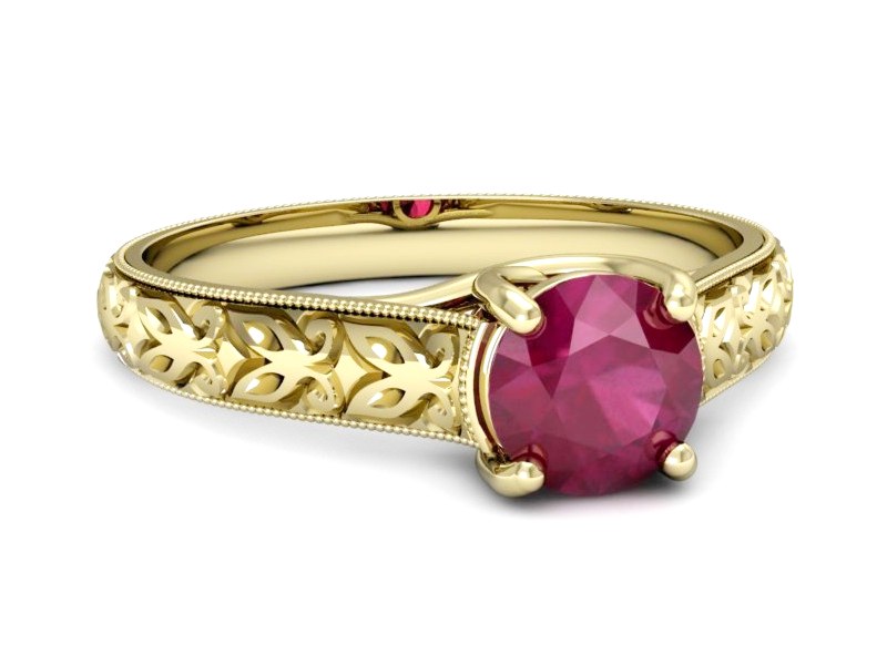 Złoty pierścionek z rubinem żółte złoto - p16191zr — zdjęcie 2