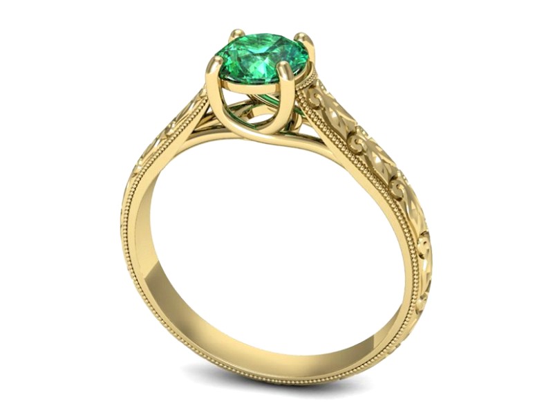 Złoty pierścionek ze szmaragdem żółte złoto - p16191zsm — zdjęcie 3