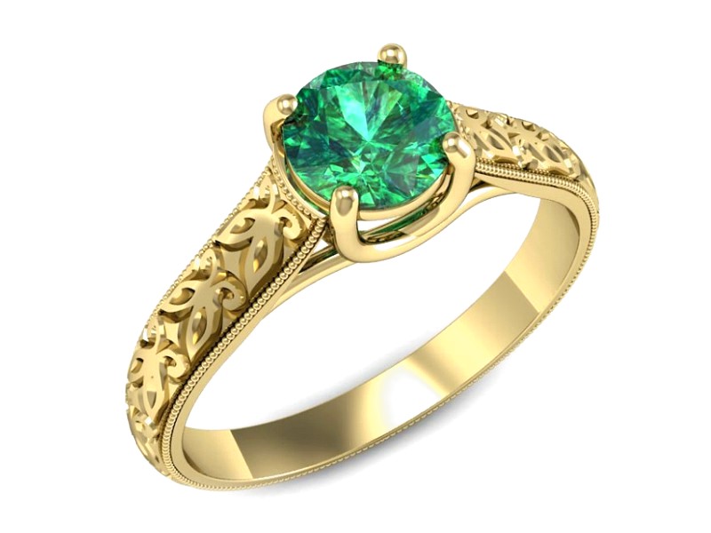 Złoty pierścionek ze szmaragdem żółte złoto - p16191zsm