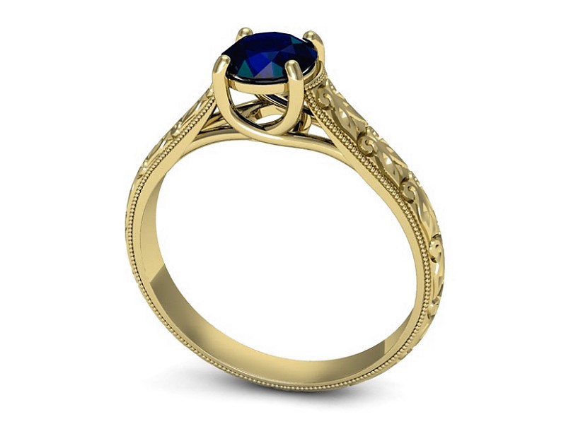 Złoty pierścionek z szafirem żółte złoto - p16191zsz — zdjęcie 3