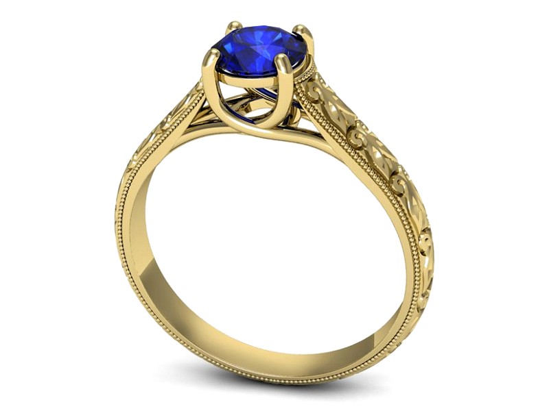 Złoty pierścionek z szafirem żółte złoto szafir - p16191zszc — zdjęcie 3