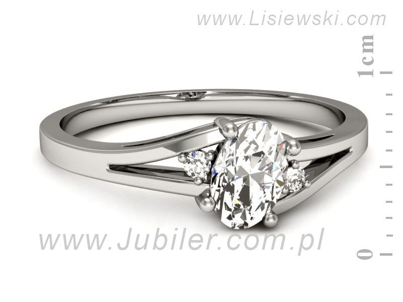 Złoty pierścionek z diamentami białe złoto - p16192b — zdjęcie 2