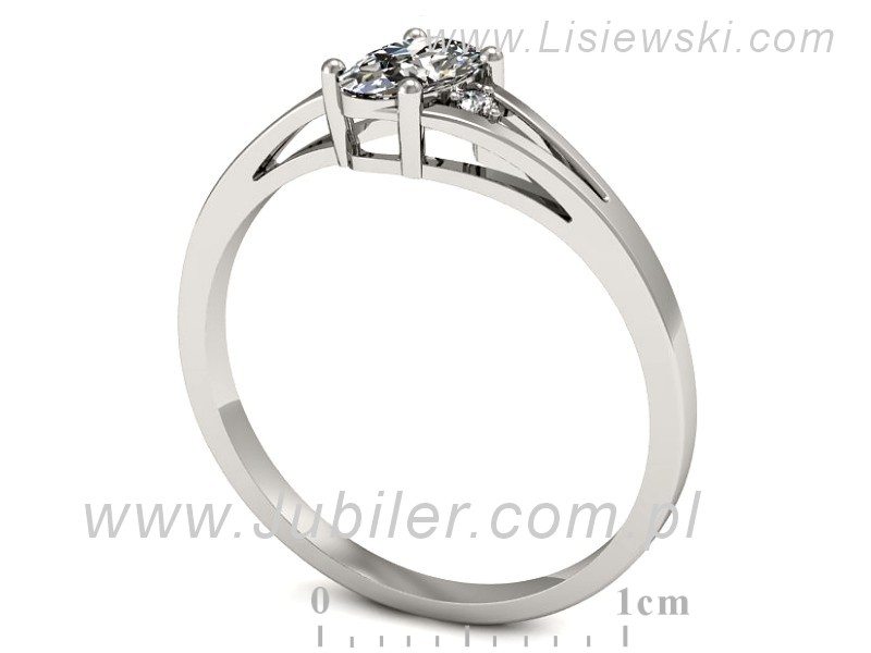 Złoty pierścionek z diamentami białe złoto - p16192b — zdjęcie 3