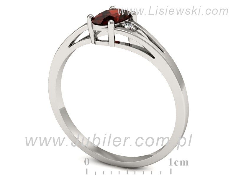 Pierścionek z granatem i brylantami białe złoto - p16192bgr — zdjęcie 3