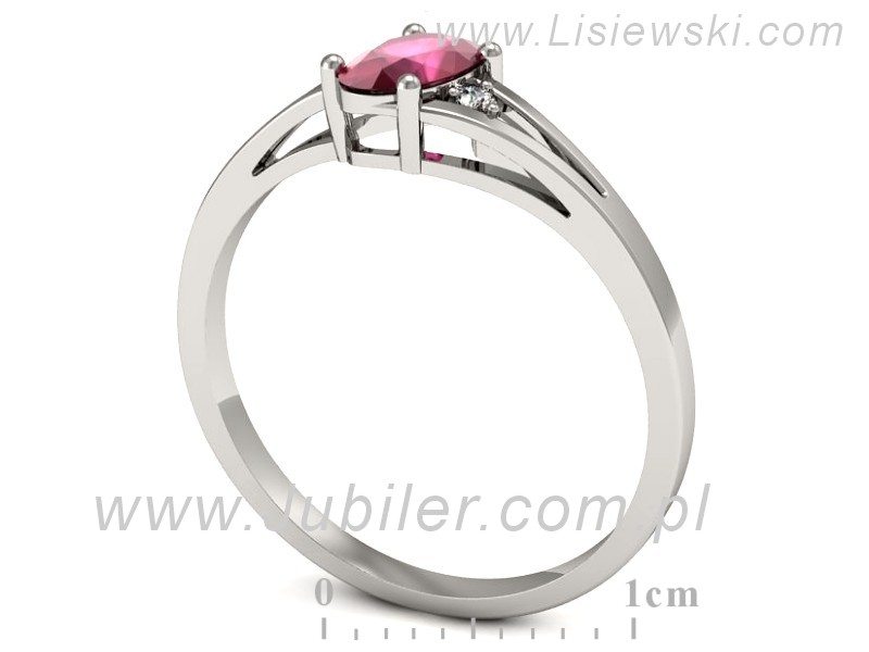 Pierścionek z rubinem i brylantami białe złoto - p16192br — zdjęcie 3