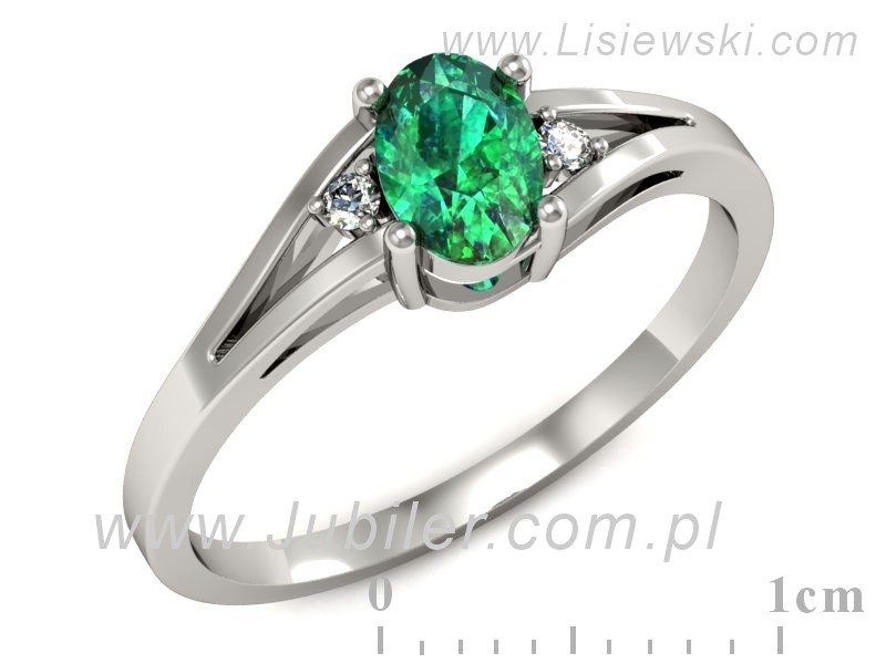 Złoty pierścionek ze szmaragdem i brylantami - p16192bsm