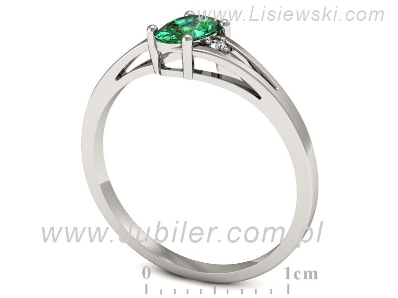 Złoty pierścionek ze szmaragdem i brylantami - p16192bsm — zdjęcie 3