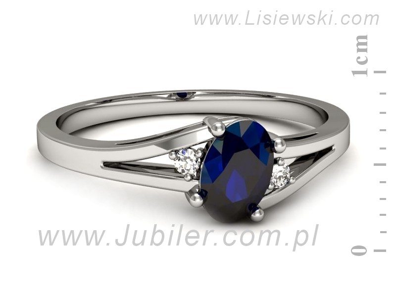 Pierścionek z szafirem i brylantami białe złoto - p16192bsz — zdjęcie 2