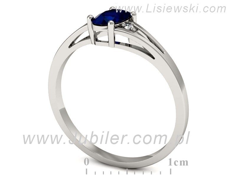 Pierścionek z szafirem i brylantami białe złoto - p16192bsz — zdjęcie 3