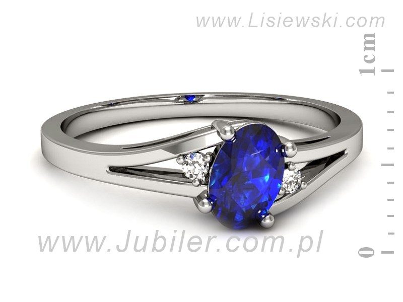Pierścionek z szafirem i brylantami białe złoto - p16192bszc — zdjęcie 2