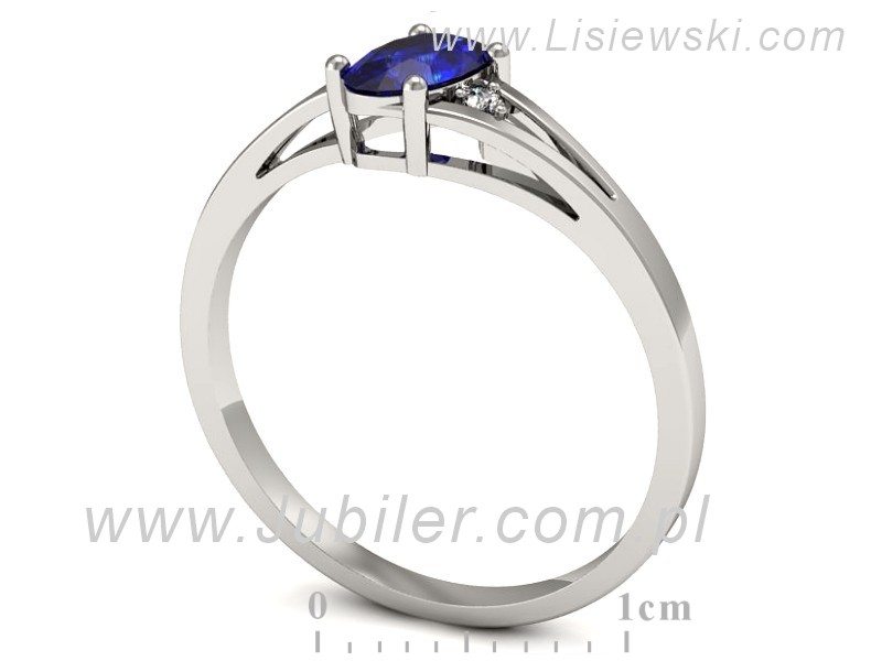 Pierścionek z szafirem i brylantami białe złoto - p16192bszc — zdjęcie 3