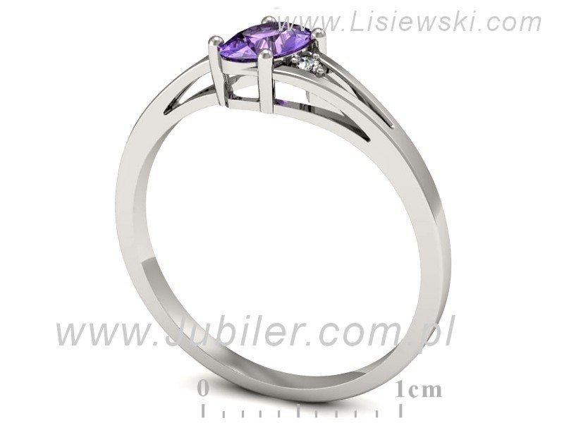 Pierścionek z tanzanitem białe złoto i brylantami - p16192bt — zdjęcie 3