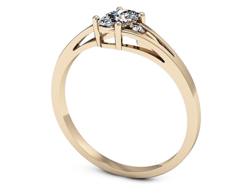 Złoty pierścionek z diamentem z różowego złota - p16192c — zdjęcie 3