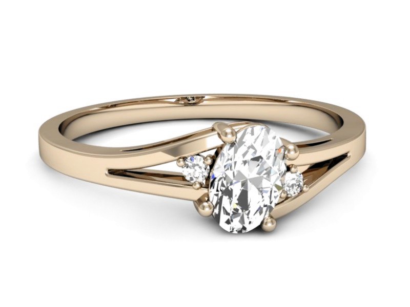 Złoty pierścionek z diamentem z różowego złota - p16192c — zdjęcie 2