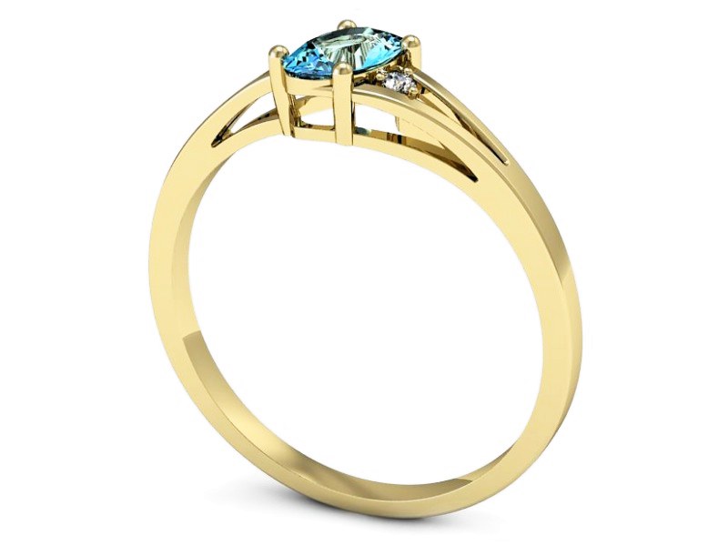 Złoty pierścionek z topazem i brylantami - p16192za — zdjęcie 3