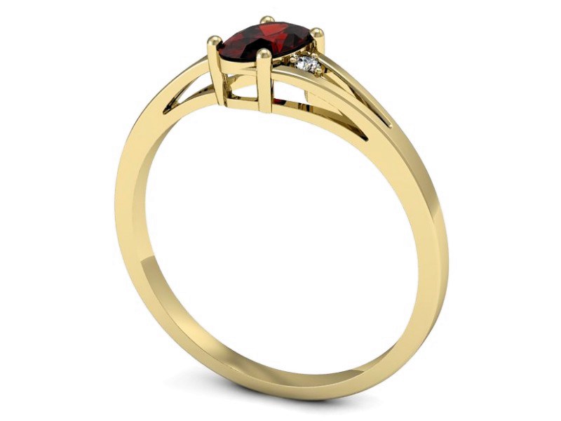 Złoty pierścionek z granatem i brylantami - p16192zgr — zdjęcie 3