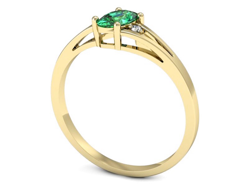 Złoty pierścionek ze szmaragdem i brylantami - p16192zsm — zdjęcie 3