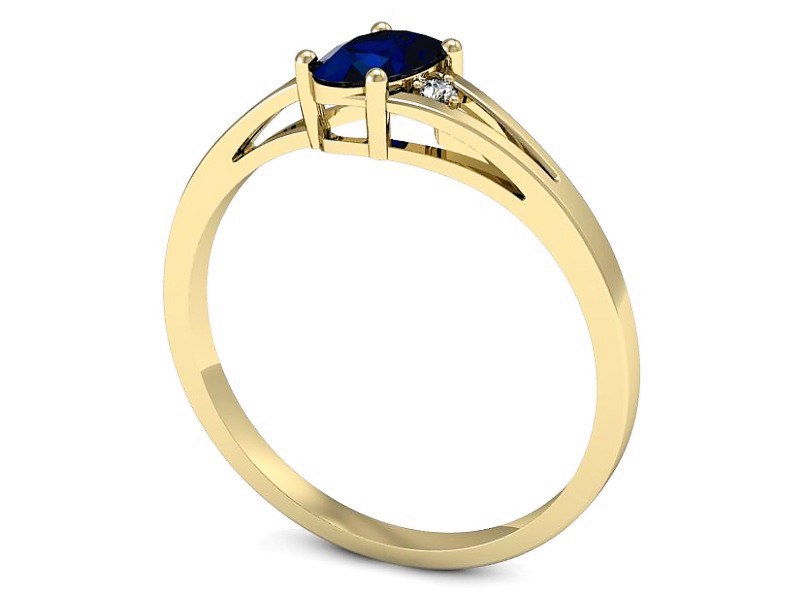 Złoty pierścionek z szafirem i brylantami - p16192zsz — zdjęcie 3
