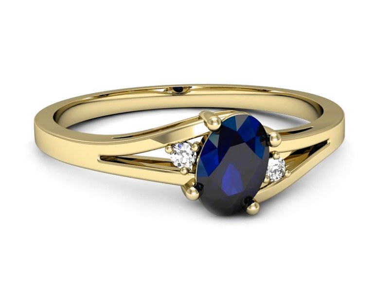 Złoty pierścionek z szafirem i brylantami - p16192zsz — zdjęcie 2