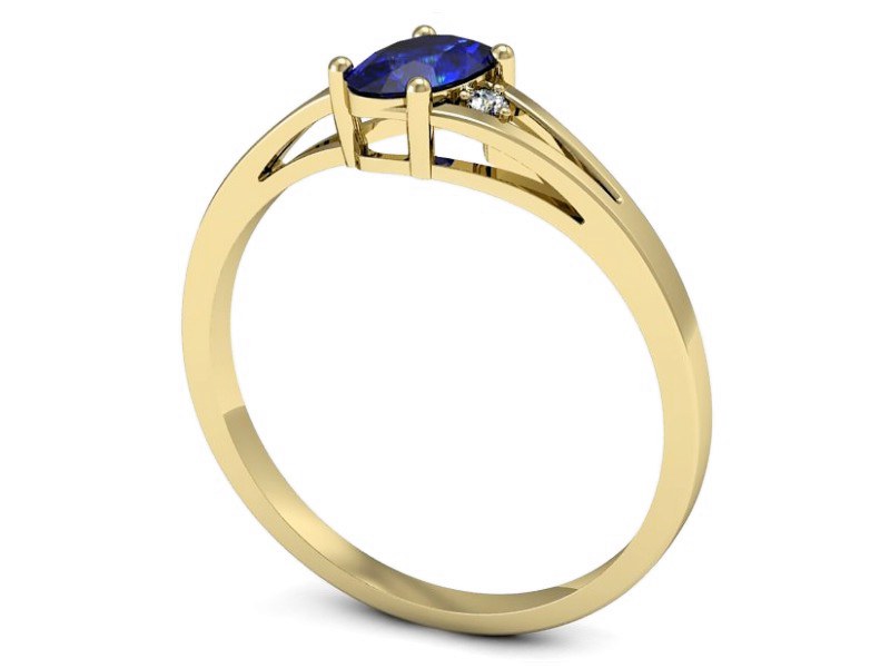 Złoty pierścionek szafir i diamenty żółte złoto - p16192zszc — zdjęcie 3